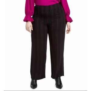 Bar III Black Begonia Pinstripe Wide Leg High Rise Slack Dress Pants Plus 16 NWT